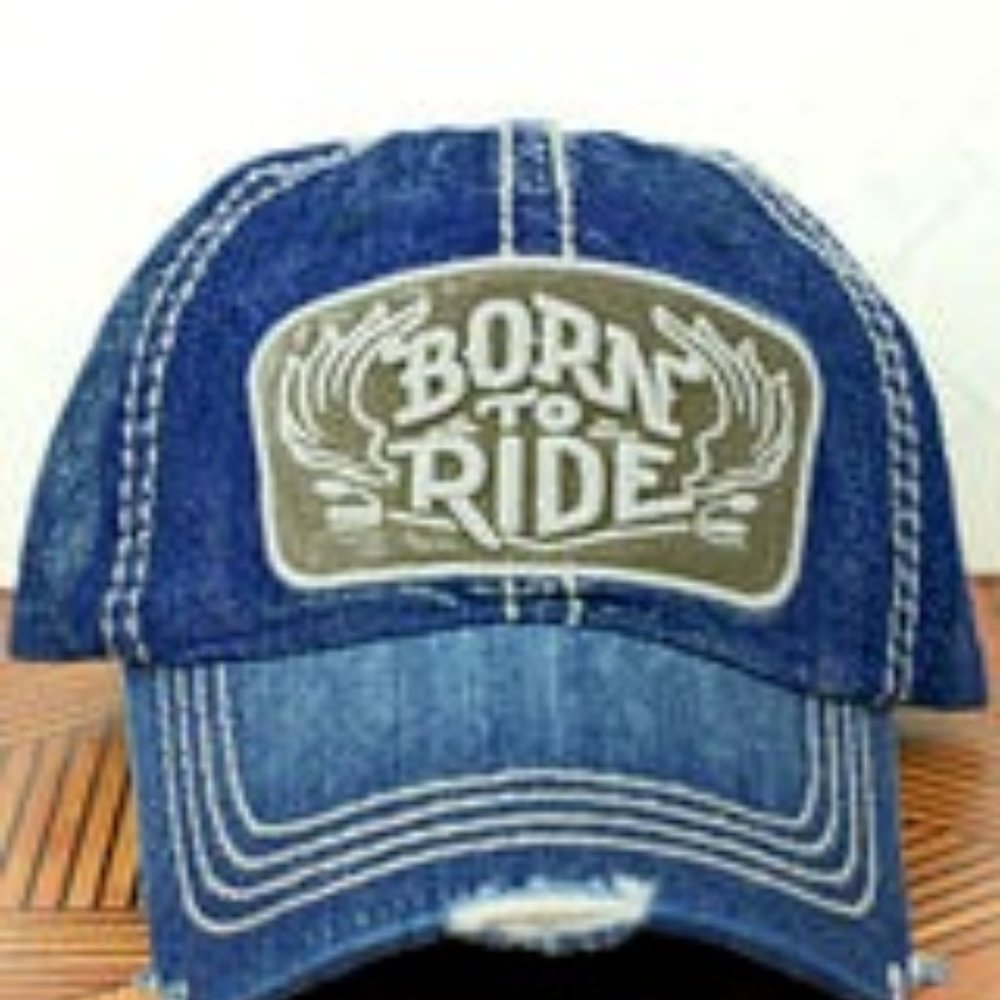NWT UNISEX BORN TO RIDE Baseball Cap Blue